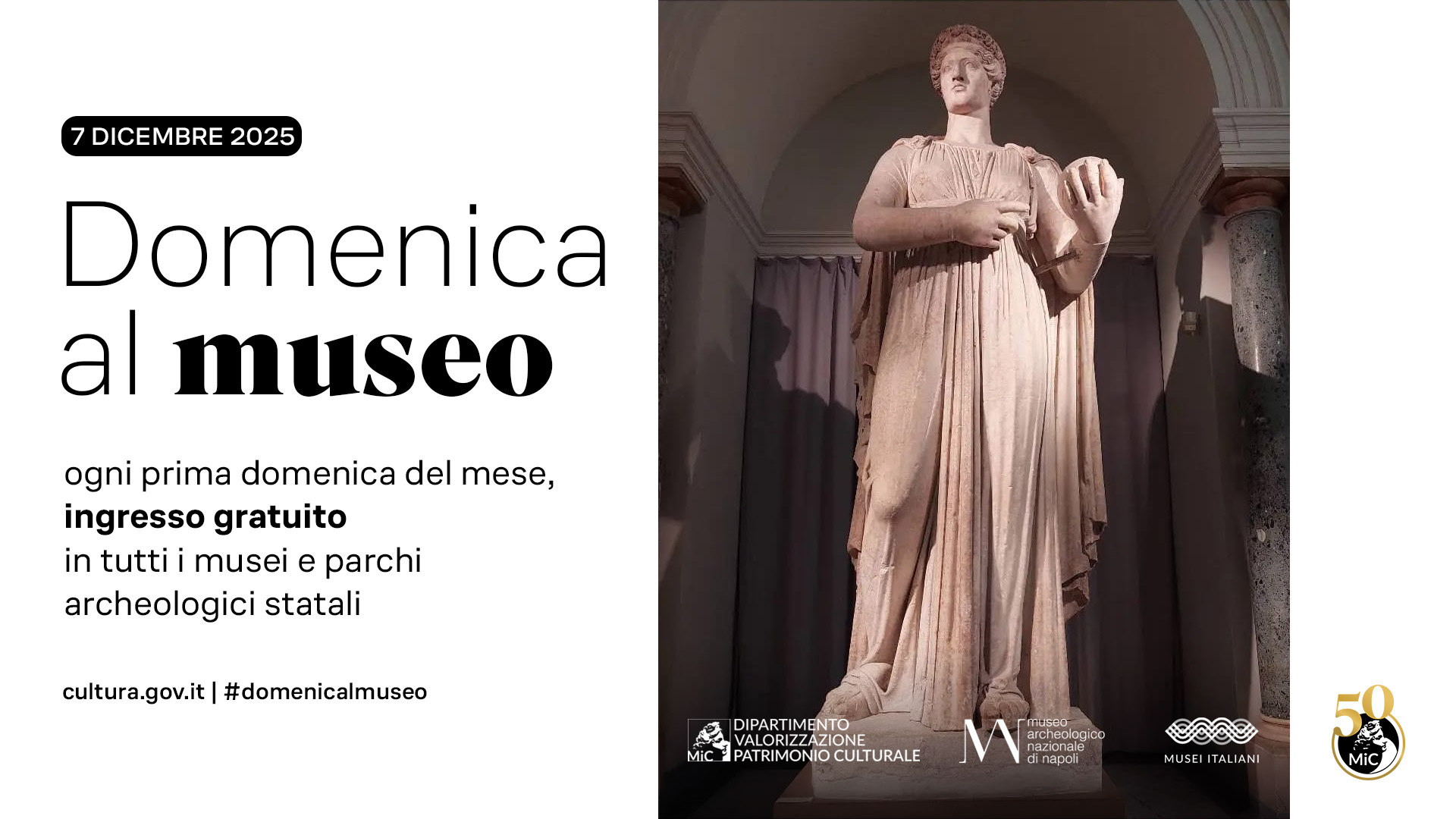 locandina domenica al Museo 7 dicembre - ingresso gratuito
