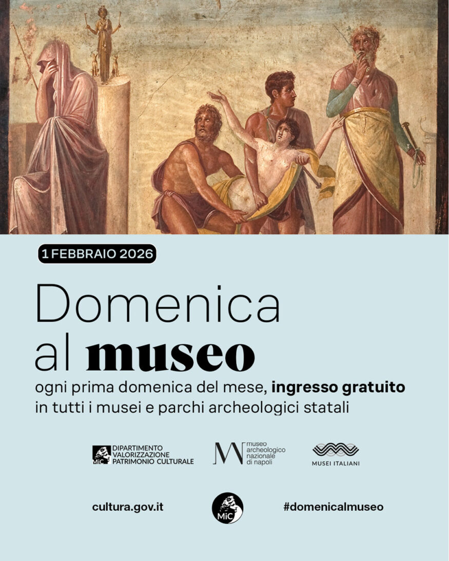 locandina promozionale della prima domanica del mese a ingresso gratuito